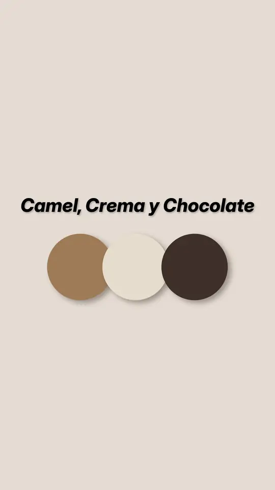 Slide de paleta del look 1: tres círculos de color, camel, crema y chocolate